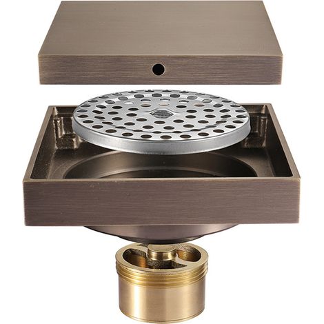 Drain Douche - Grille Carrée 10x10 cm - Siphon Sol avec Noyau Désodorisant ABS - Finition Bronze Vert - Pour Salle de Bain Cuisine Garage