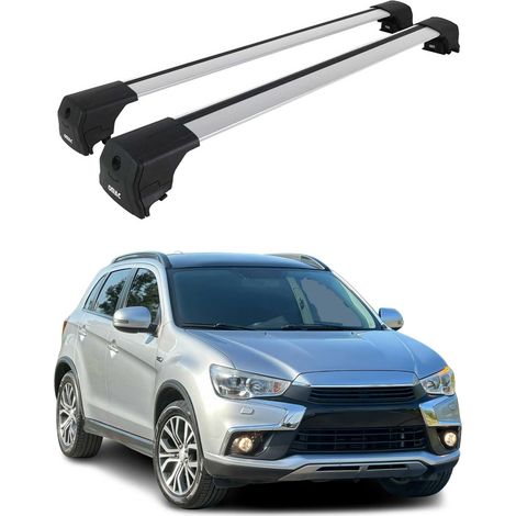 OMAC Barres de toit en aluminium pour Mitsubishi ASX 2010-2023 – City Crash – ISO/PAS 11154:2006 – Antivol inclus – Charge max 75 kg – 2 barres Argent (1/4)