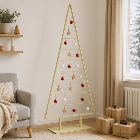 vidaXL Árbol de Navidad de metal KUOPIO 210 cm Acero Dorado (1/5)