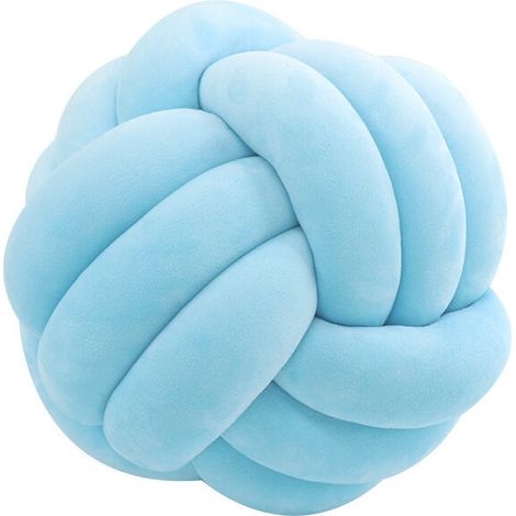 Small knot sofa cushion three-strand three-ball pillow decorative cushion（light blue）