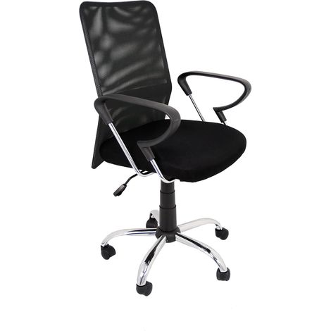 Chaise Espagnole Salamanca - Fauteuil, Chaise de bureau, simili cuir, Noir 59x58,5x105 (1/5)