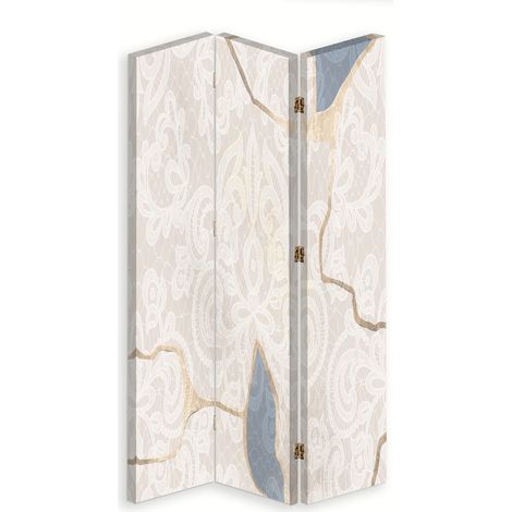 Paravento bilaterale 360, Delicato motivo in beige - 110x170 (1/5)