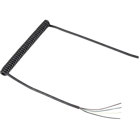Tru Components – Câble spiralé 1570978 4 conducteurs 0.12 mm² noir – Longueur 188 à 500 mm – Gaine polyuréthane pour flexibilité - NOIR 1 PC (1/2)