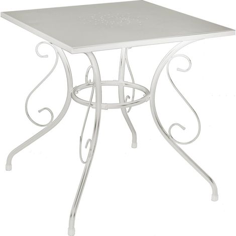 Gartentisch Weiß 70x70 cm h 72 cm aus Metall mod. New Old