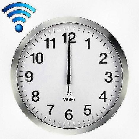 Moderne 30 cm (12 Zoll) große WLAN-Smart-Wanduhr, minimalistisches und geräuschloses Design mit automatischer Zeiteinstellung für jeden Raum. Silber. (1/4)