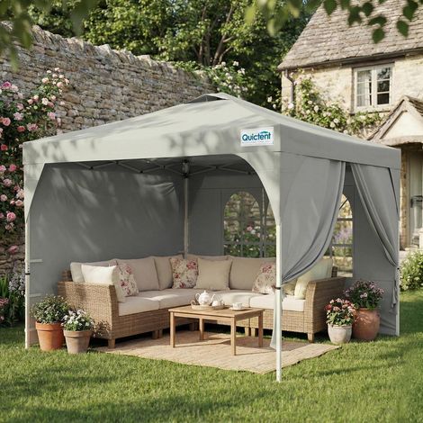 Faltpavillon 3x3m wasserdicht mit 3 Seitenwänden, UV-Schutz 50+, Stahlrahmen (1/5)