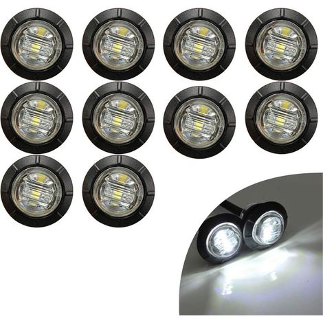 10er-Packung 3/4-Zoll-LED-Blinker hinten für LKWs, Anhänger, Fahrerhaus-/Wohnmobilschilder, LED-Lichtleisten für Boote, 12-V-Bremslichter (Weiß) (1/5)