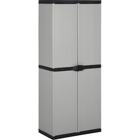 Armoire de jardin Armoire de rangement - Meuble de Rangement 3 étagères Gris/noir 68x40x168cm BV622945 - BonneVie (1/5)