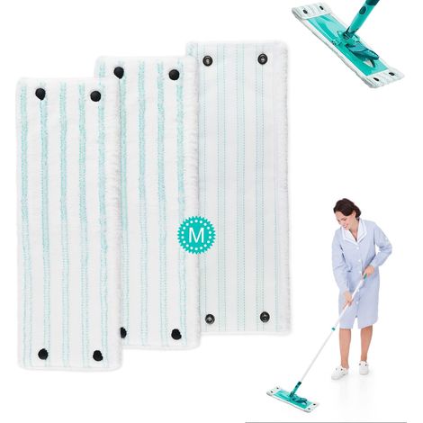 3 Pièces Serpillère, Microfibre, 33x15cm, Lavable 40°C, Pour Sol Dur, Compatible Leifheit Clean Twist (1/5)