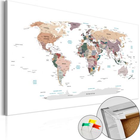 Tableau en Liège "Carte du Monde - Where Today" 80 x 120 cm (1/2)