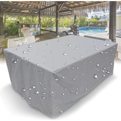 Tapis de jardin, 210D, revêtement de meuble résistant à l'eau avec cordon de serrage pour tapis de jardin, terrasse, argent, 120 x 60 x 90 cm (1/4)
