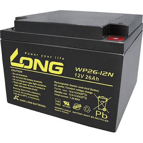 Batterie au plomb KUNG LONG Standby, WP26-12N-M, 12 V-, 26 Ah