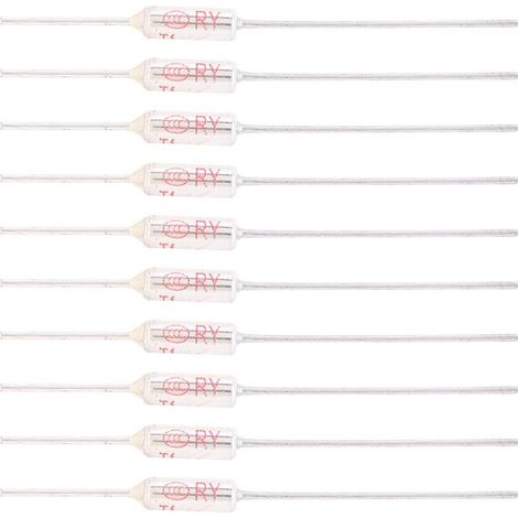 Lot de 10 fusibles thermiques TF 72-250 ℃ coque en métal Fusible thermique Arrêt 250 V AC 10 A (85 °C). (1/5)