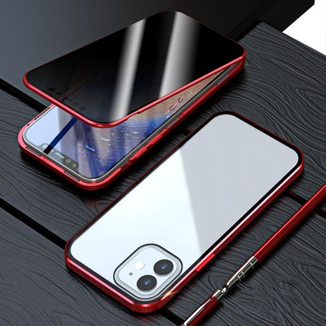 Magnetische Sichtschutzhülle für iPhone 15 Pro Max/15 Ultra, magnetischer Schutz vor neugierigen Blicken, beidseitig gehärtetes Glas, 360°-Rundumschutz – für iPhone 15 Plus (6,7 Zoll) – Rot (1/5)