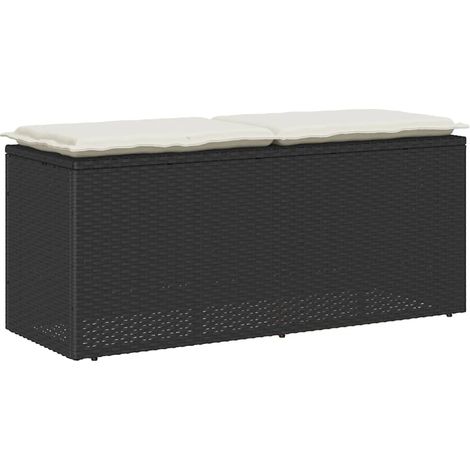 Gartenbank mit Kissen Schwarz 110x40x44 cm Poly Rattan