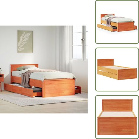 Letto in legno - vidaXL Giroletto senza Materasso con Testiera Rovere Marrone 100x200cm - Letto con base a doghe