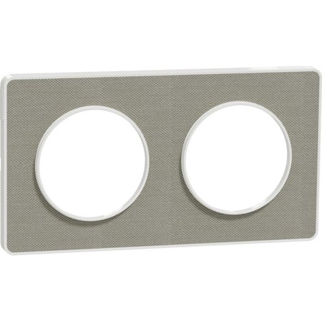 Odace Touch - PLQ Kvadrat Perle/Blanc 2 postes horiz. ou vert. entraxe 71mm (S520804KG) (1/3)