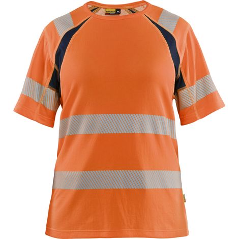 Maglietta da lavoro alta visibilità donna 3503 - Arancione/Blu navy XXL