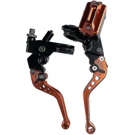 Paire de leviers de maître-cylindre d'embrayage et de frein universels 7/8" (22 mm) pour moto, scooter, moto tout-terrain - orange