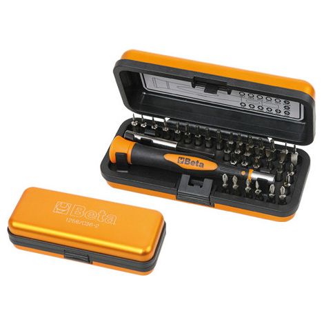 Micro-llaves de torsión con 36 insertos de 4 mm con extensión magnética en estuche – Beta
