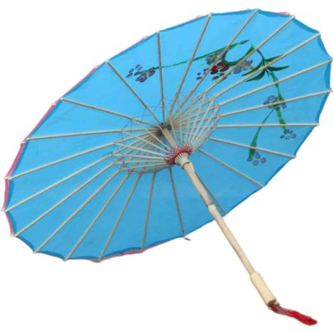 Parasol décoratif chinois en papier peint à l'huile (bleu) (1/5)