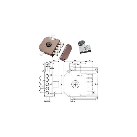 SERRATURA TRIPLICE DA APPLICARE S/SCROCCO CHIAVE PIATTA A POMPA 30620- - mm.60 DX cilindro ø mm.34 (30620VD6AX) - 1 pezzi MOTTURA