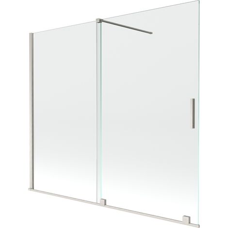 Paroi de baignoire coulissante à 2 volets Mexen Velar 180 x 150 cm, transparent, nickel brossé - 896-180-000-01-97 (1/2)