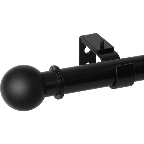 Tringle à rideaux noire 80-310 cm, Ø 25 mm avec embouts ronds et supports réglables, pour fenêtre (1/5)