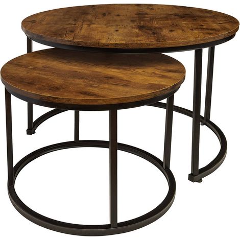 Runde Couchtische, 2er-Set, dunkelbraun, 53×47, 43×39, I Begryf (1/5)