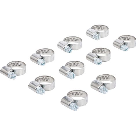 Colliers de serrage - 10 pièces - Inox - Fixation tuyaux 12-20mm - Plomberie et jardin - 12 x 20 mm (1/3)