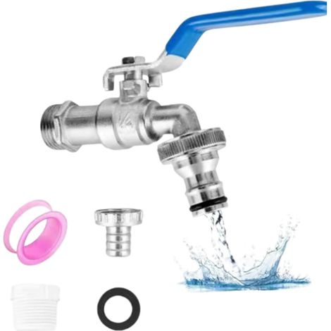 Robinet Cuve, 3/4" Adaptateur de Réservoir en Alliage d'aluminium,Raccord Cuve 1000 Litres,Robinet de Jardin avec Adaptateur en Laiton,S60X6 IBC Robinet Cuve pour Robinet de Jardin (1/5)