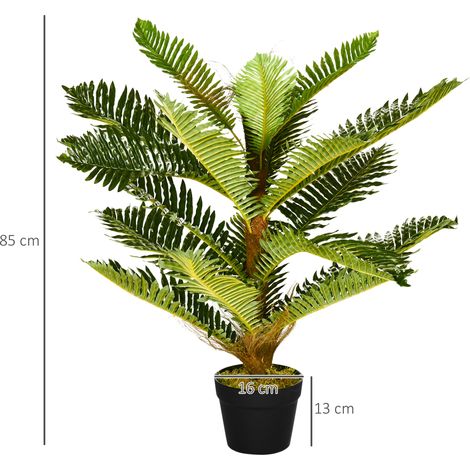 Palmier artificiel d'intérieur (18 feuilles, avec pot), 85 cm de haut, vert. (1/5)