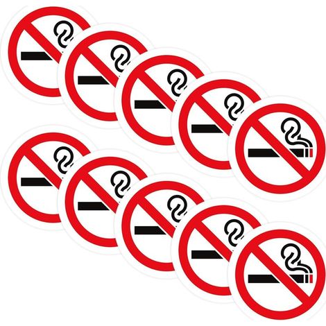 10 autocollants « Interdiction de fumer » imperméables, adaptés aux entreprises, bureaux, écoles, véhicules et autres lieux publics (1/5)