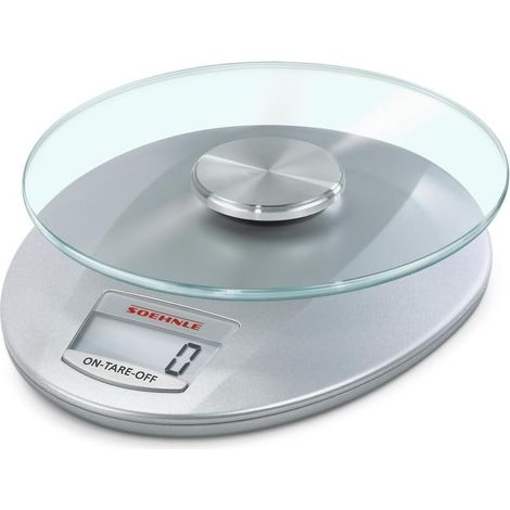 Balance de cuisine Roma Silver, pèse aliments culinaire à affichage LCD, Pèse aliments d’une capacité de 5 kg avec plateau de pesée en verre, balance numérique (1/4)