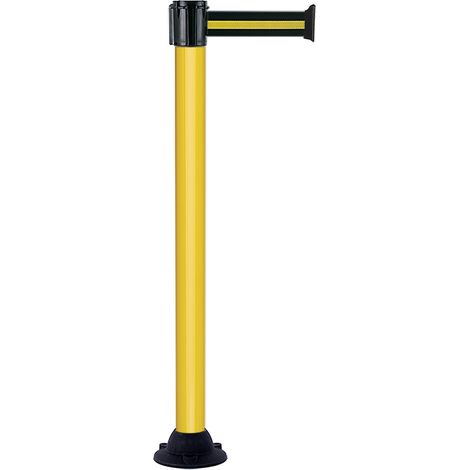 Poteau Alu Jaune laqué à sangle Noir/Jaune 5m x 50mm sur socle fixe - 2052139 (1/2)
