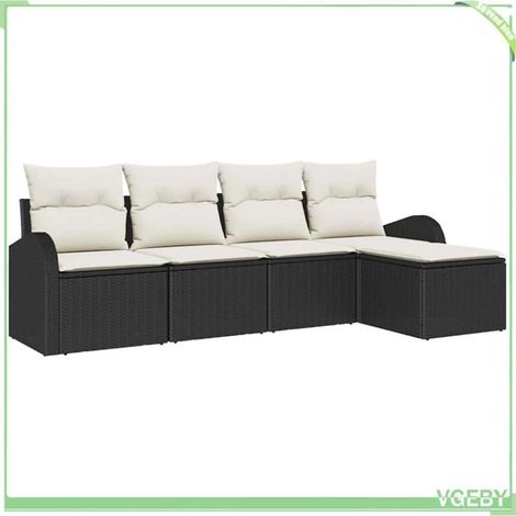 Meuble de jardin - FAFEICY - Modulaire - Noir - Résistant UV - Coussins déhoussables (1/5)