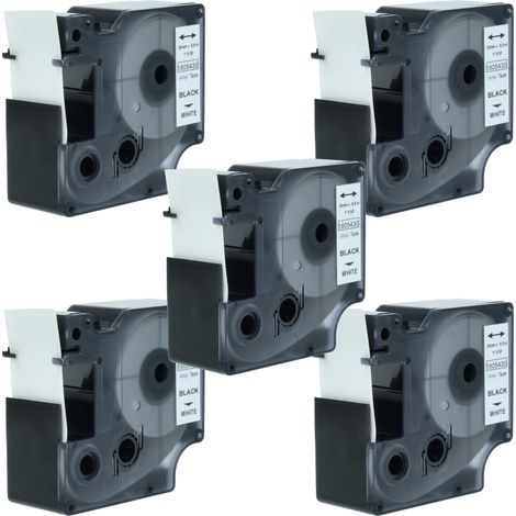vhbw 5x Label Tape compatible with Tyco T107M Label Printer 5.5m x 24 mm, Black on White, Vinyl (1/4)