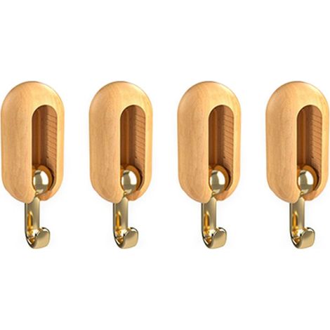 4 selbstklebende Haken, vielseitig einsetzbar, moderner minimalistischer Stil, bohrfrei, stark belastbar, Wandgarderobenhaken in Naturholzfarbe (1/5)