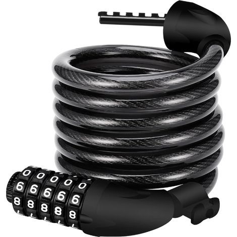 Candado para bicicleta, 120 cm x 12 mm de largo, cable antirrobo para bicicletas con código inteligente de 5 dígitos, candado antirrobo para bicicletas (1/5)
