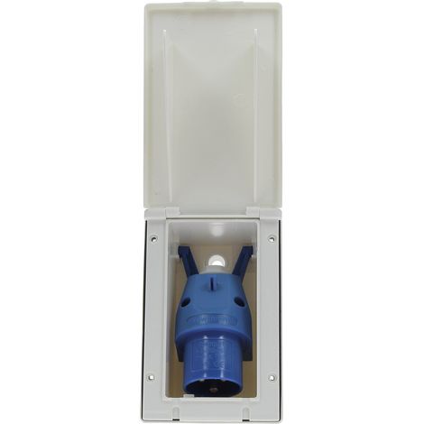 Prise encastrable CEE P17 220V 16A – Socle blanc avec couvercle orientable – Pour camping-car et fourgon aménagé – IP44