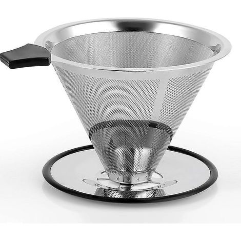 Acier inoxydable cône café dripper Slow café filtre Paperless et réutilisable ultra fin Micromesh filtre (1/5)