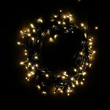 Luci a stringa solari da 10 m con 100 LED - Cavo verde - Luce bianca calda - SILUMEN (1/5)