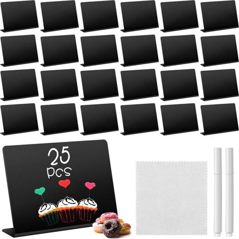 25PCS Mini Tableau Noir,Facile à nettoyer pour les panneaux à message, les marque-places, les décorations de fête, les accessoires pratiques pour les événements, les mariages, les cafés. (1/5)