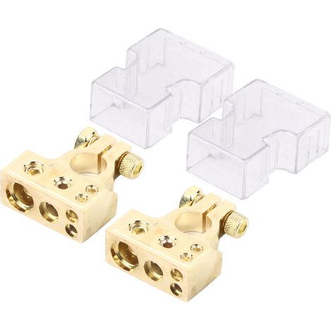 Connettore per batteria, coppia di terminali positivo e negativo per connettore batteria per auto per cavi da 0/1 2 4 8 AWG [Oro] (1/5)