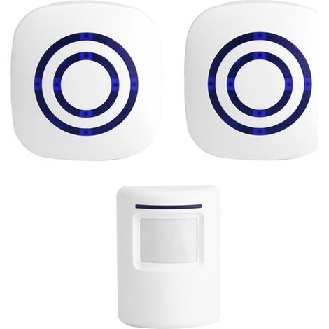 Sonnette blanc D'alarme Sonnette de Porte D'entrée Détecteur de Mouvement à Capteur Infrarouge sans Fil avec émetteur et Récepteur(Un pour Deux Réglementation européenne) (1/5)