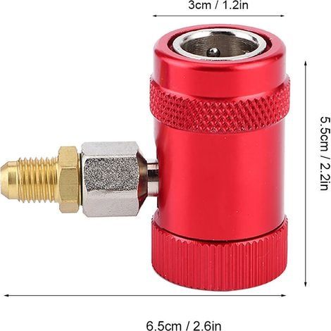 Schnellkupplungen R1234yf für Kfz-Klimaanlagen – Hochwertiger Messingadapter – 90°-Schnellanschluss – Inklusive blauer und roter Kupplungen (1/4)