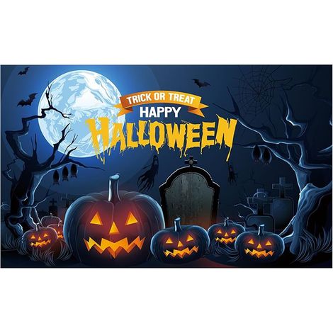 (180 x 110) Toile de fond d'Halloween, bannière effrayante  Décorations de fête d'Halloween pour restaurants, magasins, écoles et clubs. (1/5)