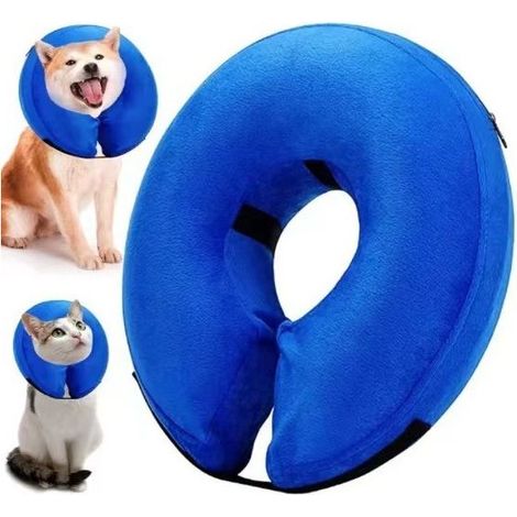 Collerette Chien, Collerette Chien Gonflable, Colerette Chien Anti Lechage, Colliers de Récupération Gonflables pour la Cicatrisation des Plaies et Empêcher Mordre ou de Gratter(Blue L) (1/5)