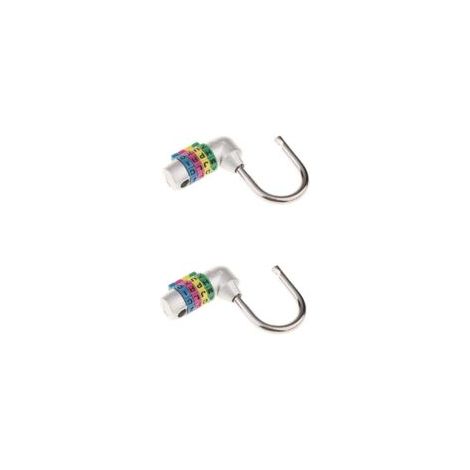 2 lucchetti a combinazione con quadrante a 4 lettere, codice password a 4 lettere - Argento - Crezuo (1/4)