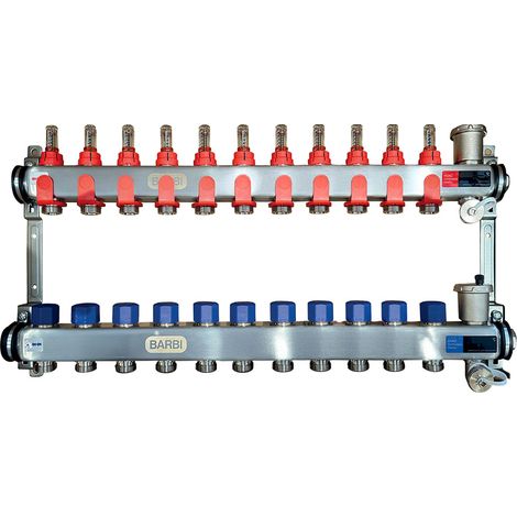 Collecteur inox PCBT 1" pré-assemblé - 11 départs mâle 3/4EK - Blansol